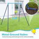 Outdoor Heavy Duty Metal Toddler Swing Set With Stand-Blue