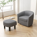 Modern Club Swivel Accent Chair With Ottoman Footrest Curved Backrest-Beige