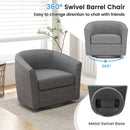 Modern Club Swivel Accent Chair With Ottoman Footrest Curved Backrest-Beige