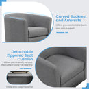 Modern Club Swivel Accent Chair With Ottoman Footrest Curved Backrest-Beige