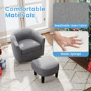 Modern Club Swivel Accent Chair With Ottoman Footrest Curved Backrest-Beige