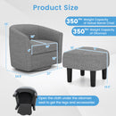 Modern Club Swivel Accent Chair With Ottoman Footrest Curved Backrest-Beige