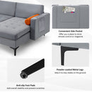 Modular L-Shaped 3-Seat Sectional Sofa With Reversible Chaise and 2 USB Ports-Gray