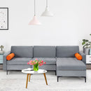 Modular L-Shaped 3-Seat Sectional Sofa With Reversible Chaise and 2 USB Ports-Gray
