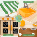 Mud Kitchen Fir Wood Play Kitchen With Canopy and Sink and 4 Stoves-Natural