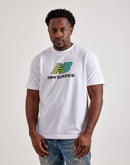 New Balance Stacked Logo Tee 'Cyan Burst'