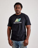 New Balance Stacked Logo Tee 'Cyan Burst’