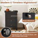 Nightstand End Beside Table Drawers Modern Storage Bedroom Furniture-Black