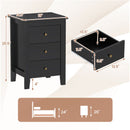 Nightstand End Beside Table Drawers Modern Storage Bedroom Furniture-Black