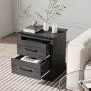Wood Compact Floor Nightstand With Storage Drawers-Dark Gray