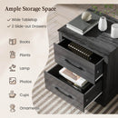 Wood Compact Floor Nightstand With Storage Drawers-Dark Gray