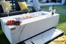 Elementi - Carrara Marble Porcelain Rectangular Fire Pit Table - OFP121BW