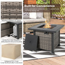 Outdoor 9 Pieces Patio Furniture Set With 50 000 BTU Propane Fire Pit Table-Off White
