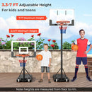 3.3-7 Feet Portable Adjustable Outdoor Kids Basketball Hoop Goal System-White