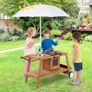 Wooden Play Cart With Sun Proof Umbrella for Toddlers Over 3 Years Old-Brown