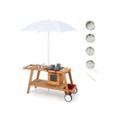 Wooden Play Cart With Sun Proof Umbrella for Toddlers Over 3 Years Old-Brown
