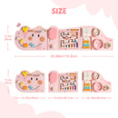 Wooden Cream Elephant Busy Board - Pink