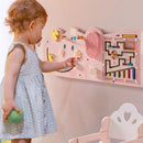 Wooden Cream Elephant Busy Board - Pink