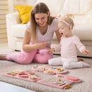 Wooden Cream Elephant Busy Board - Pink