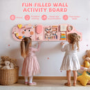 Wooden Cream Elephant Busy Board - Pink