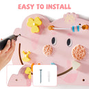 Wooden Cream Elephant Busy Board - Pink