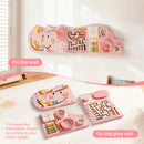Wooden Cream Elephant Busy Board - Pink