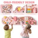 Wooden Cream Elephant Busy Board - Pink