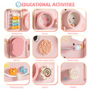 Wooden Cream Elephant Busy Board - Pink