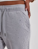Red Fox Rhinestone Washed Stacked Fleece Pants