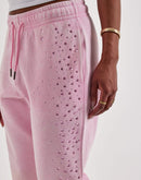 Red Fox Rhinestone Washed Stacked Fleece Pants