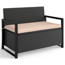 Patio Storage Bench Outdoor Wicker Loveseat With Built-in Storage