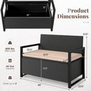Patio Storage Bench Outdoor Wicker Loveseat With Built-in Storage