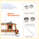 Wooden Play Cart With Sun Proof Umbrella for Toddlers Over 3 Years Old-Brown