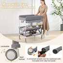 Portable Baby Changing Table With Wheels and Large Storage Rack-Gray