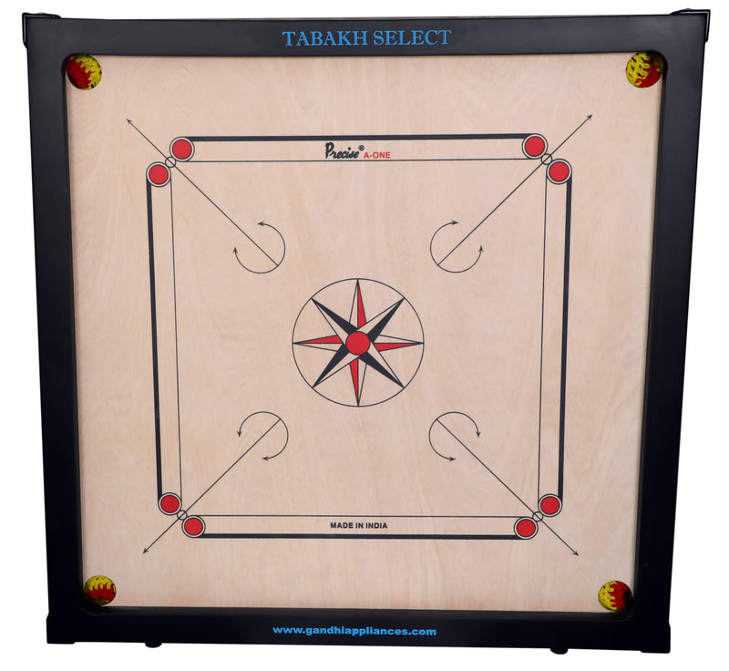 TABAKH Select 6mm Carrom Board with Coins, Striker & Powder by Precise ...