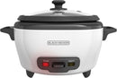 Black and Decker 6-Cup Rice Cooker RC506 3-Cup Uncooked Rice, Steaming Basket, Removable Non-Stick Bowl, One Touch 110V