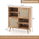 Rattan Buffet Cabinet With 2 Doors and 2 Cubbies-Natural