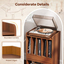 Record Player Stand Turntable Stand With Drawer and Record Holder-Walnut