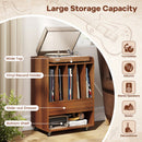 Record Player Stand Turntable Stand With Drawer and Record Holder-Walnut