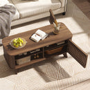 Rectangular Coffee Table With Storage and Adjustable Shelves-Walnut