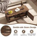 Rectangular Coffee Table With Storage and Adjustable Shelves-Walnut
