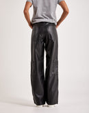 Red Fox Wide-Leg Leather Cargo Pants