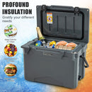 25 QT Hard Cooler With Aluminum Handle and Integrated Cup Holders-Gray