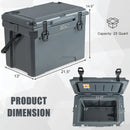 25 QT Hard Cooler With Aluminum Handle and Integrated Cup Holders-Gray