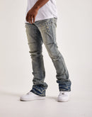 Smoke Rise Pleated Overdyed Stacked Flare Jeans