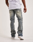 Smoke Rise Pleated Overdyed Stacked Flare Jeans