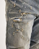 Smoke Rise Pleated Overdyed Stacked Flare Jeans