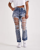 Smoke Rise Itzel High-Rise Straight Leg Ripped Jeans