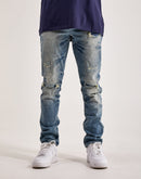 Smoke Rise Wave Effect Basic Slim Denim