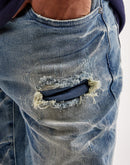 Smoke Rise Wave Effect Basic Slim Denim